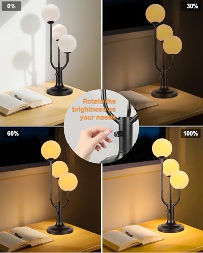 Lightdot Globe Black Table Lamp for Bedroom Gift G9 Bulbs Included Dimmable - color: 11-Black-Globe-3U