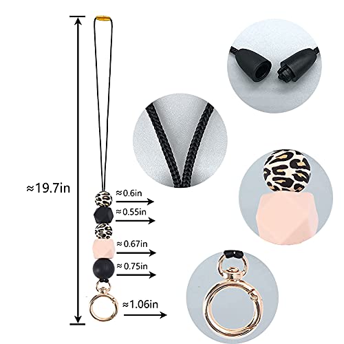 Teacher Lanyards for ID Badges and Keys, Cute Silicone Beaded Lanyard - color: Gold-005