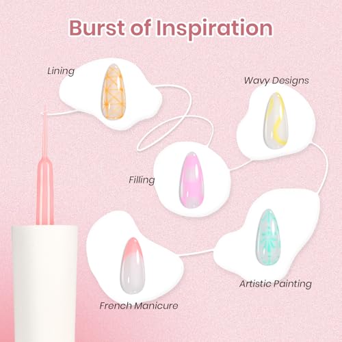 Beetles Gel Liner Nail Art Polish Set Pastel French Tip Nails Polish - color: E - Multicolor-20-23