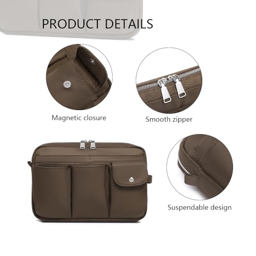 Pencil Holder Storage Bag for Women, Large Capacity Zippered Pencil Case with Multiple Pockets, Nylon Canvas Stationery Organizer for Office, Travel & Daily Use (Nylon,Brown) - color: Brown/Nylon