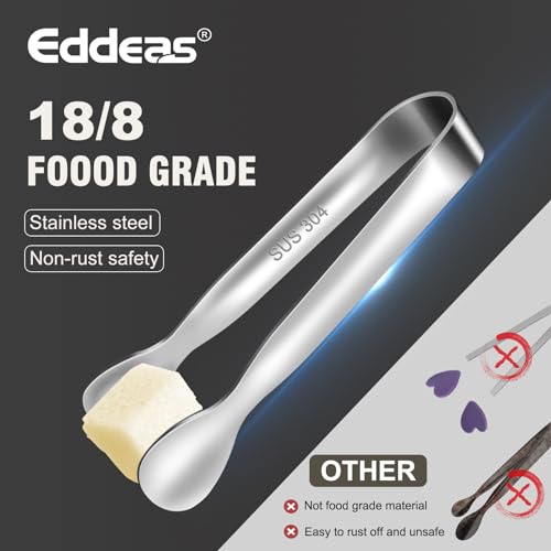 Eddeas Mini Tongs For Serving Food，Set fo 12 Small Tongs For Appetizers，Small Stainless Steel Metal Cooking Tong，for Tea Party Coffee Bar, 4 inch Sugar Tong - Silver - color: Silver 12Pcs, size: 4.3 inch