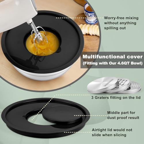 P&P CHEF Mixing Bowls with Lids Set of 6, Nesting Salad Bowl, Black - color: Black