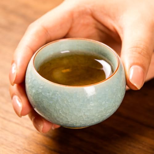 KAMMAK Japanese Tea Cups, 4.7 Oz Small Handmade Ceramic Teacups, Set of 2 - style: GN07
