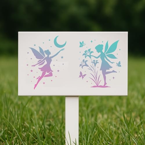 12Pcs Fairy Stencil PET Painting Templates Elves Inlay Border Stencils for Furniture Reusable DIY Craft for Wall Wood Fabric Canvas Paper Decor - color: fairy
