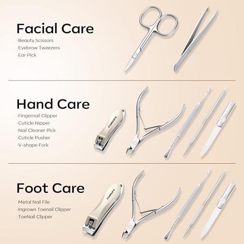 FAMILIFE Stainless Steel Manicure Set 8-in-1 Professional Nail Clipper Kit - color: Brown-1