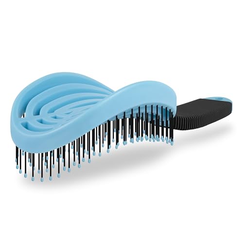NuWay® DoubleC® Scalp Care Hair Brush – Patented Double Curve Design for Scalp Massage, Vented Blow-Dry Styling, Wet & Dry Hair, All Hair Types (Classic Blue) - color: Classic Blue