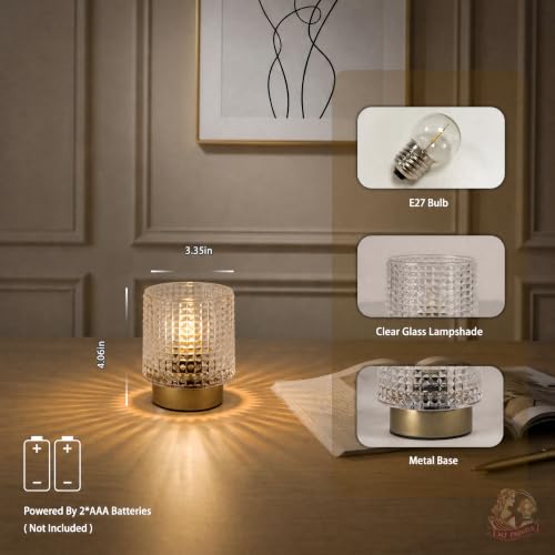 MJ PREMIER Battery Operated Lamp,Small Cordless Lamp with Timer, Clear-01 - color: Clear-01