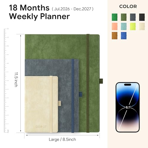 2026-2027 Weekly and Monthly Planner (Jul.2026–Dec.2027) - color: Pink, size: Large-11.5" x 8.5"