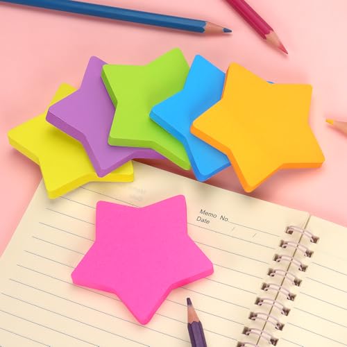 SIMONA Star Shape Sticky Notes 3x3 Inch, 6 Bright Colors, 450 Sheets - color: 6 Bright Colors