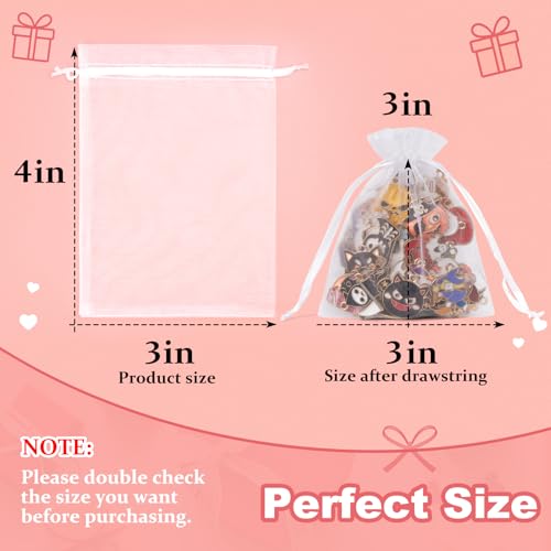 Crweety 50 Pcs Organza Bags 3x4, White Small Mesh Gift Bags Drawstring Bulk - color: White