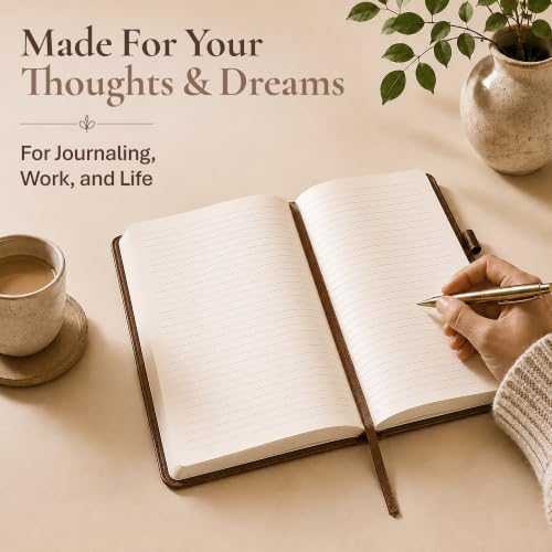 Lined Journal Notebook Hardcover Leather Bound 200 Pages A5 Brown Diary - color: Brown, size: A5 200 Pages