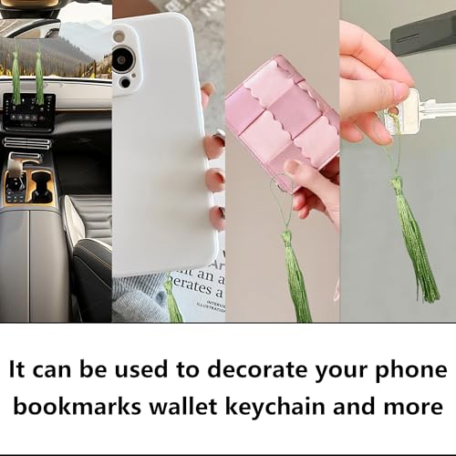 pson 100PCS 5.5 Inch Handmade Silk Bookmark Tassels, Light Green Craft Mini Tassels with Loops for Books, DIY Craft, Jewelry Making, Book Lovers & Collection