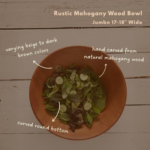 Rustic Wood Bowls for Serving Salads (Jumbo (17-18")) - size: Jumbo (17-18")