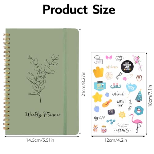 Thboxes A5 Weekly Planner, 52 Week Undated Journal for Women, Sage Green - color: Sage Green