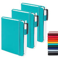 feela 3 Pack Pocket Notebook Journals with 3 Black Pens, A6 Mini Cute Small Journal Notebook Bulk Hardcover College Ruled Notepad with Pen Holder for Office School Supplies, 3.5”x 5.5”, Emerald - color: A6 3 Emerald