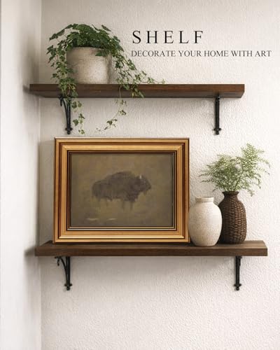 HUARCEY Gold Framed Canvas Wall Art, Retro Bison Picture Decor, 8x10 Inch - color: Bison Art, size: 10"L x 8"W