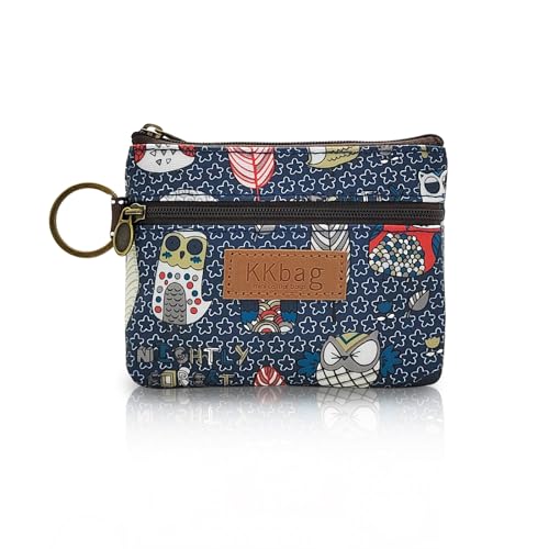 Coin Bag, Waterproof Coin Wallet Small Coin Purse with Zipper and Keyring, Cute Coin Pouch for Women and Girls, Change Purse Mini Storage Bag for Coin, Cards, Keys, Lipsticks (dark blue) - color: dark blue owl