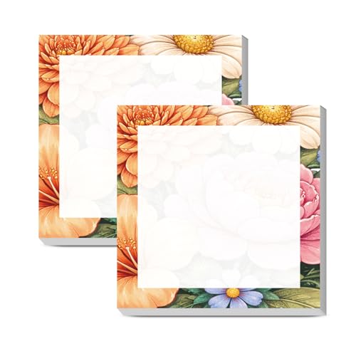 Sticky Notes 3x3 Inches, Cute Self-Stick Note Pads, Funny Memo Pads, Easy to Post Sticky Notes for Office, Home & Notebook Cute Colorful Flower - color: Cute Colorful Flower