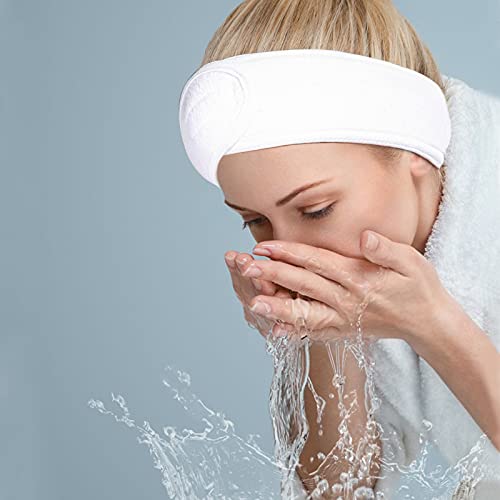 4PCS Facial Spa Headbands for wahsing Face Makeup Shower Bath Wrap (White) - color: White