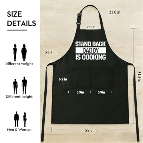 Funny Black Grill Apron with Pockets for Man,Dad,Husband,Father in Law,Chef Daddy Grilling Apron BBQ Cooking Gifts - color: Daddy Apron-1