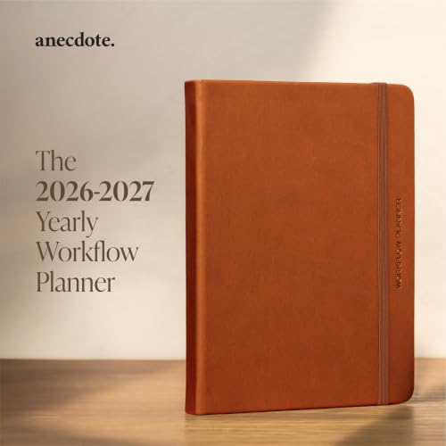 Anecdote Planner w/ 2026-2027 Calendar Yearly Planner Vegan Leather Cover - color: Camel