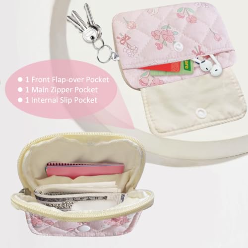 Cute Prints Cotton Quilted Coin Purse for Women Girls - color: PLAID RABBIT