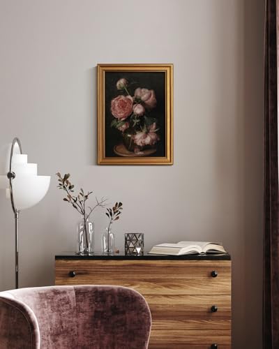HUARCEY Gold Framed Canvas Wall Art, Peony Floral Prints Decor, 12x16 Inch - color: Peony, size: 16"L x 12"W