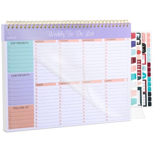 Thboxes Weekly To Do List Notepad, 8.5"x11" Desk Planner 52 Sheets, Purple - color: Lavender Weekly To Do List