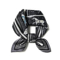 100% Mulberry Silk Scarf - 21" Square Lightweight Neckerchief, Gift Packed - color: Black Horse