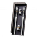 JEETEE Metal Chopsticks, 2 Pairs Stainless Steel with Holder - color: Gray