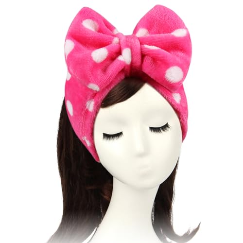 Shintop Sweet Super Soft Caroset Polka Dots Wash Cosmetic Headband Hairlace (Rose Polka dots) - color: Rose Polka Dots