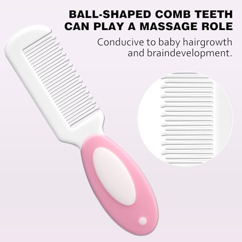 Baby Grooming Set，Baby Health Care Set Baby Brush Soft Bristles 3 Piece Baby Care Set Baby Hair Brush and Comb Set Baby Hair Brush Baby Comb Silicone Baby Cradle Cap Brush Set - color: 3pcs Pink