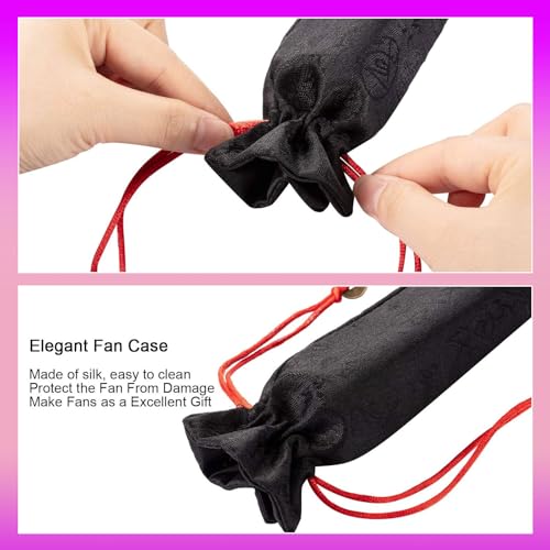 Maitys 2 Packs Large Folding Hand Fans 13'' Chinese Handheld Fan Large Clap Fans for Line Dancing, Tai Chi, Festival, Kung Fu, Martial Art, Gift, Includes 2 Pouch (Glitter Purple and Pink) - color: Glitter Purple and Pink