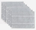 Wracra Cotton Linen Place Mats, Grey Embroidered Placemats Set of 8 - color: Hemstitched Grey, size: Placemats(Set of 8)