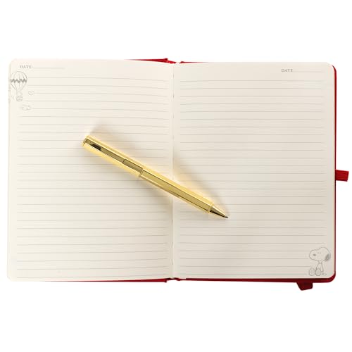 Snoopy Lined Journal Plus Pen by Graphique Luxe Collection, Hardcover Diary Notebook for Writing, Gold Foil Embossing, 160 Pages, 6” x 8” - color: Snoopy