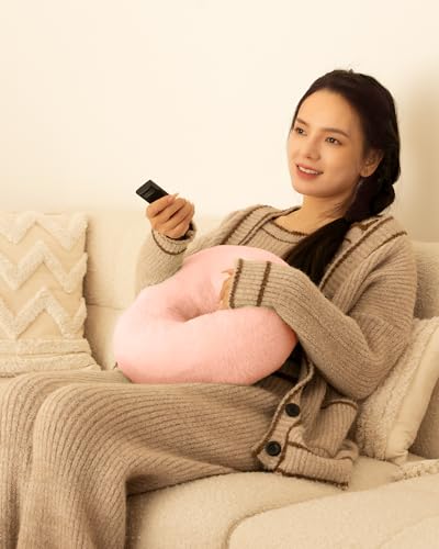 Viozon Tablet Stand Pillow, Compatible with 4.7"-13" Phone/Tablet, iPad, iPhone, Samsung, Google, Kindle, 360°Adjustable Phone Holder for Bed with Soft Plush Fabric, and Detachable Bowl, Pink - color: Pink