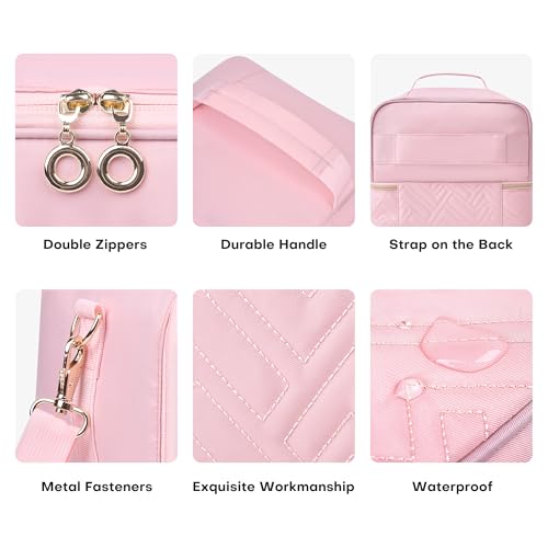 Leudes Nail Bag Polish Organizer Case Holds 42 Bottles & Gel Lamp - color: Pink