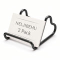 2 Pcs Cute Black Metal Heart Business Card Holder for Desk - color: black
