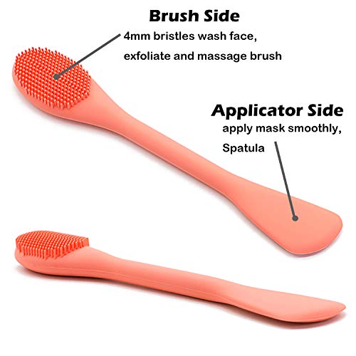 RamPula Silicone Face Mask Brush, Face Scrubber for Gentle Exfoliating & Hairless Moisturizers Applicator Tools for Apply Mud, Clay, Charcoal Mixed Mask, Cream, Lotion - color: Orange and Dark Blue