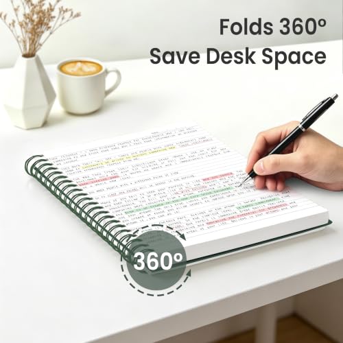 EMSHOI Lined Spiral Journal Notebook, 300 Pages, A5 Size (5.7'' x 8.2'') - color: DGreen, size: A5
