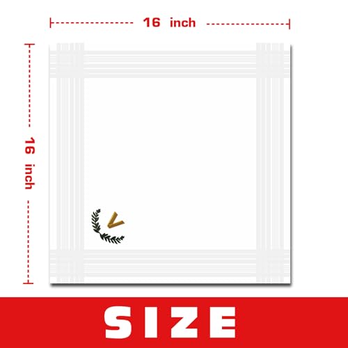 3 Pcs Men's Handkerchiefs, White Embroidered Initial Monogrammed Handkerchiefs for Men Suit Soft Cotton - style: V
