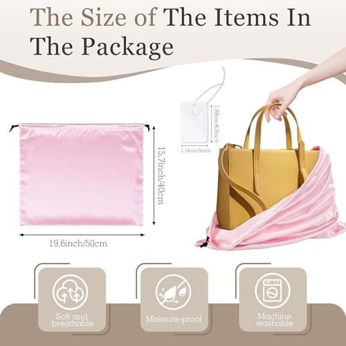 Vonty Pink Satin Dust Bags 3 Pack Drawstring Pouch for Purse, 19.6x15.7in - color: Pink, size: 19.6 x 15.7
