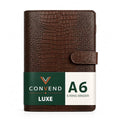 Convend A6/A5 Refillable 6 Ring Faux Leather Binder Cover, Brown Croc - color: Crocodile-brown, size: Luxe-A6