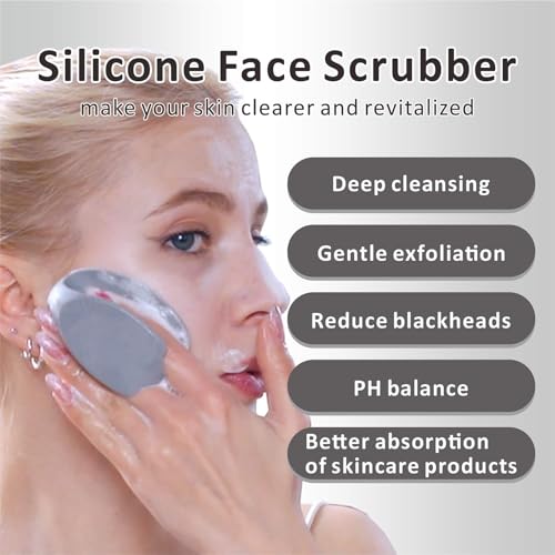 Silicone Face Scrubber,2 Pack Face Scrubber for Women Men, Manual Face Exfoliator Brushes Scrubber,Facial Cleansing Brush for Exfoliating Blackhead Remover Acne Pore Cleansing Massaging - color: 3rd-grey+white