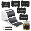 Mantah Wavy Chalkboard Labels 200pcs with 2 White Chalk Marker, Reusable Waterproof Chalk Label for Storage Bin, Labels for Food Container, Label for Jars, Containers - size: 200 PCS, Wavy Shape