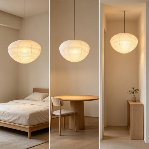 Hytsoeee(19.69Inch) Paper Lantern Lamp Shade,White Jewel Paper Lamp Shade,Foldable Handmade Ceiling Light Shade Suitable for Home Decor (19.69)