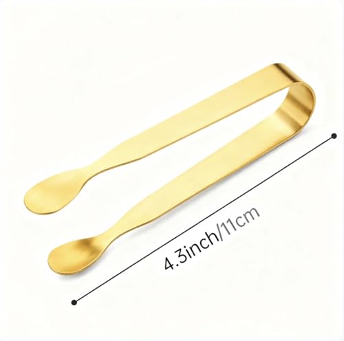 12PCS Golden Ice Tongs Mini Sugar Tongs, Stainless Steel Tiny Kitchen Tongs - size: 12 pieces, Golden