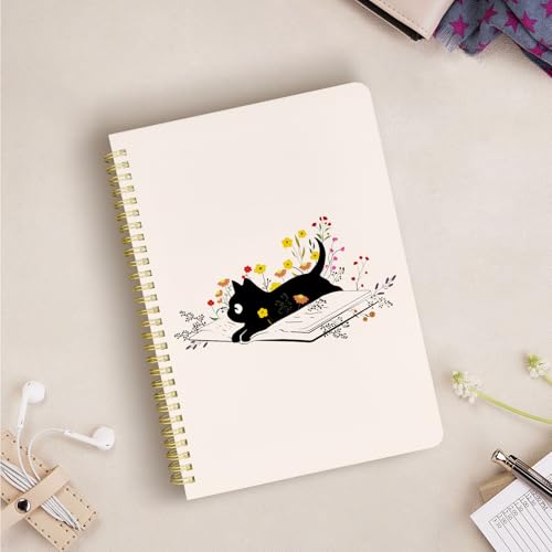 Cute Spiral Notebook Lined Journal B5 Note Book with Pocket, Book - color: Cat Book