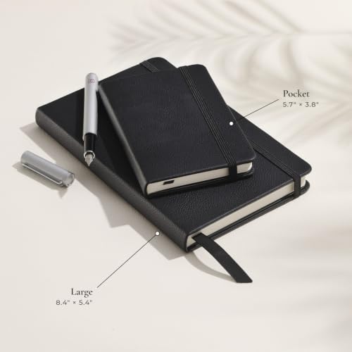 Leather Notebook, Writing Journal, Midnight Black - color: Midnight Black, size: Large