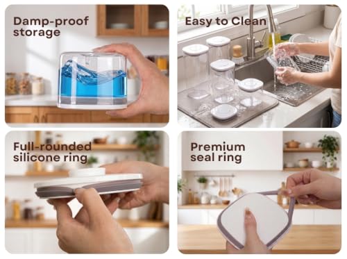 Pop Airtight Food Storage Containers with Lids, 6-Pc Set with Rack